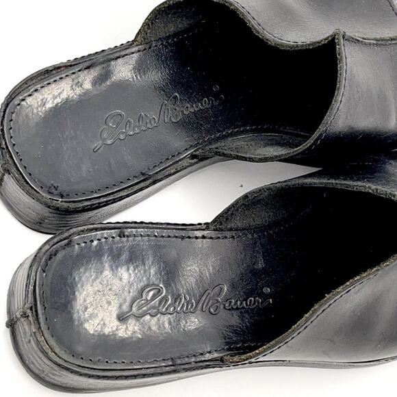 EDDIE BAUER sandals black leather Made Italy 6.5 - Picture 5 of 8